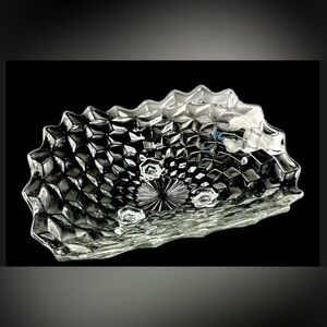 Fostoria American 2056 Clear Tri-corner 3 Footed Serving Fruit Bowl Vintage